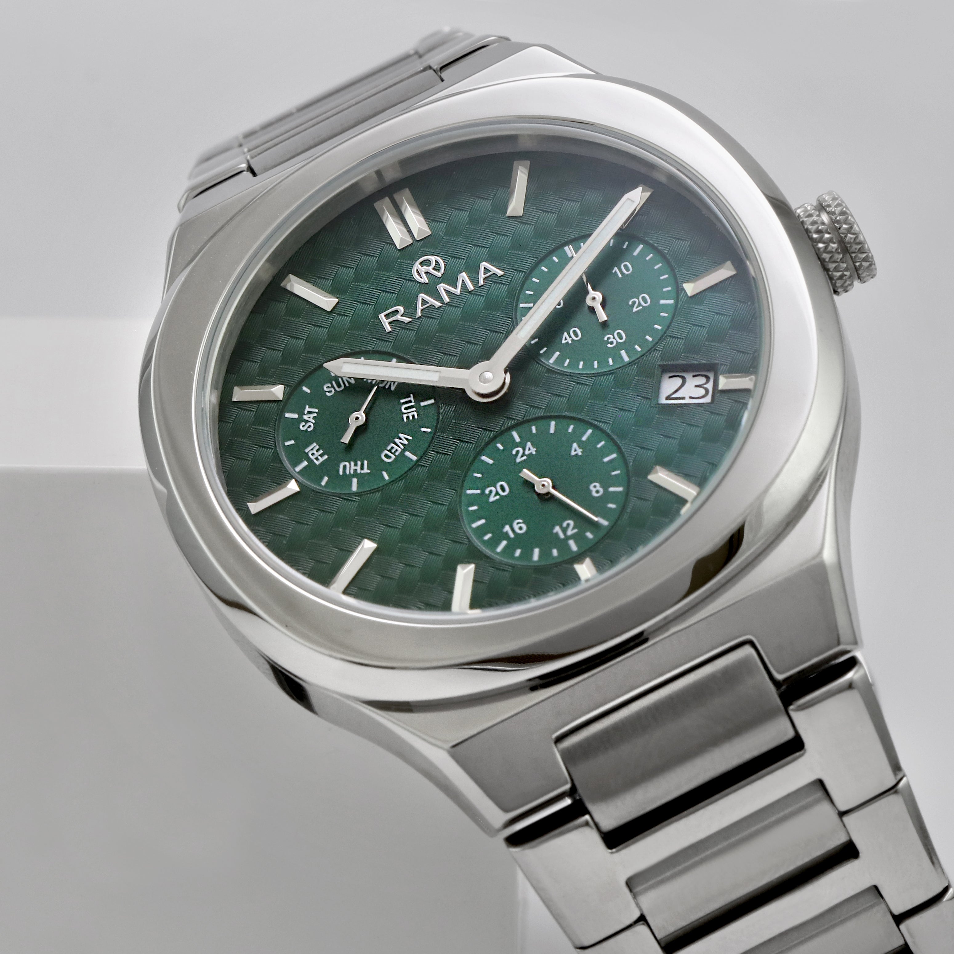 Rama Gents Green Dial Stainless Steel Case & Bracelet Quartz Watch | Fashion Watches | GCC | Mens | Mens Watches | SP Rama Gents Green Dial Stainless Steel Case & Bracelet Quartz Watch | Fashion Watches | GCC | Mens | Mens Watches | SP