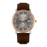 Rama Men's Quartz Watch Stainless Steel Case With Light Gray And Light Gray Ring Dial / Brown Leather Strap