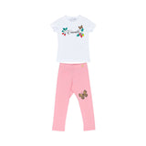 Roberto Cavalli Kids Girl's White & Pink Set of T-Shirt & Leggings