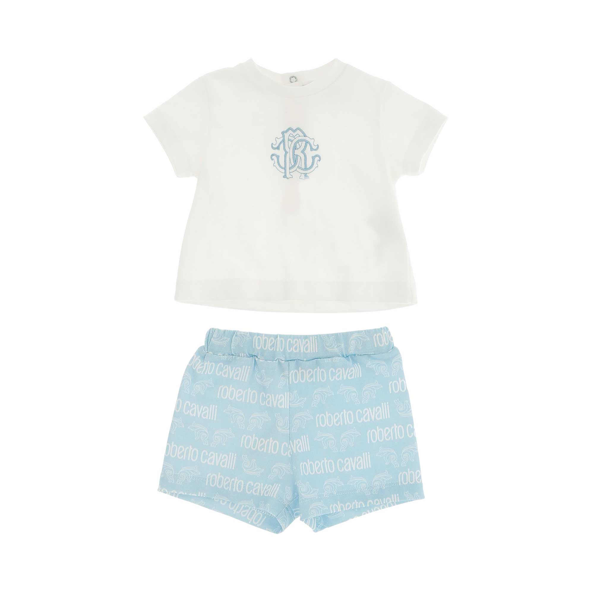 Roberto Cavalli Kids Baby Boy's Blue Set T-Shirt & Bermuda | Baby | Baby Boy (9M - 36M) | Baby Boy Sets | Baby Collection | Baby Sets | new-season-2025 | Sets