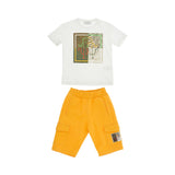 Roberto Cavalli Kids Boy's Set T-Shirt & Bermuda White & Yellow