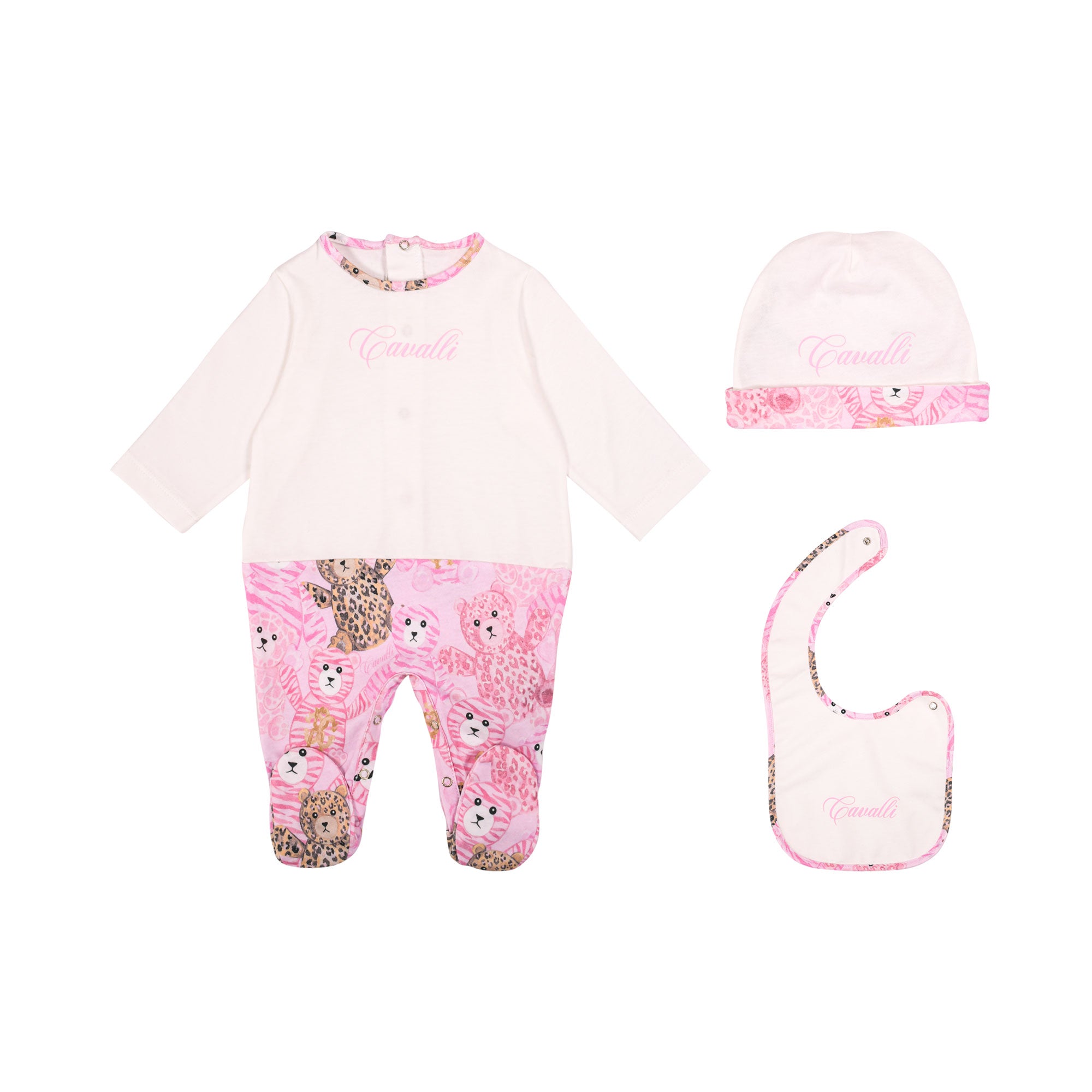 Roberto Cavalli Kids New Born Girl's Pink Sleepsuit Set | GCC | New Born | New Born Babysuits | New Born Girl (0M - 9M) | New Born Girl Babysuits | New Born Girl Sets | New Born Girl Sleepwear | New Born Sets | Set | Set Sleepsuit | Set Sleepsuit & Bib & Roberto Cavalli Kids New Born Girl's Pink Sleepsuit Set | GCC | New Born | New Born Babysuits | New Born Girl (0M - 9M) | New Born Girl Babysuits | New Born Girl Sets | New Born Girl Sleepwear | New Born Sets | Set | Set Sleepsuit | Set Sleepsuit & Bib &