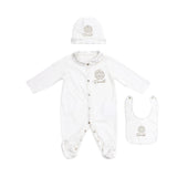 Roberto Cavalli Kids New Born White & Gold Sleepsuit Set