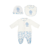 Roberto Cavalli Kids New Born Boy's Baby Blue Sleepsuit Set