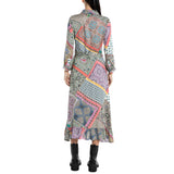 Replay Women's Long Dress All Over Printed Viscose Satin