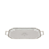 Royal Family Silver-Plated Rectangular Serving Tray with Scalloped Edges and Engraved Center