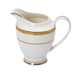 RICHFINE 98-piece luxury fine bone china dinnerware set featuring white plates with  gold , including a teapot, tureen, and bowls.