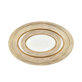 RICHFINE luxury dinnerware set featuring white bone china with thick, multi-layered gold ribbed borders and matching gold-knobbed lids.