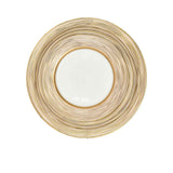 RICHFINE luxury dinnerware set featuring white bone china with thick, multi-layered gold ribbed borders and matching gold-knobbed lids.