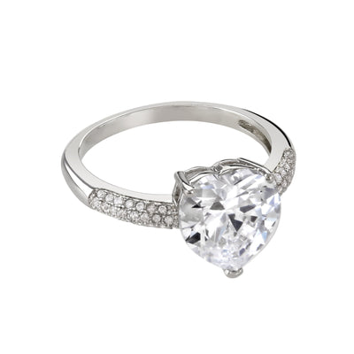 Buckley London Clear Heart Cz Pave Band Ring Rhodium