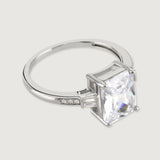 Buckley London The Carat Collection  Clear Baguette With Tapered Baguette Shoulders Ring Rhodium L SS24