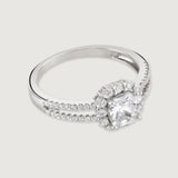 Buckley London Split Band Cushion Sparkle Solitaire Rhodium