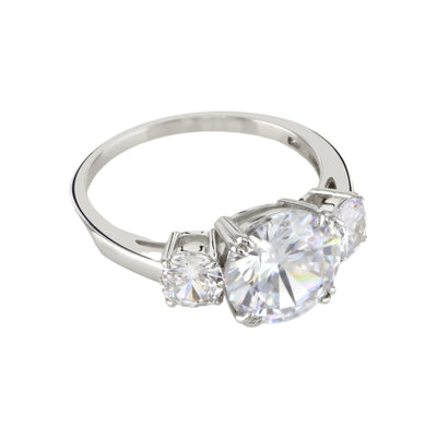 Buckley London Clear Trilogy Ring Rhodium
