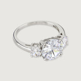 Buckley London Clear Trilogy Ring Rhodium