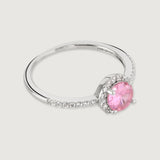 Buckley London Pink Halo Ring Rhodium