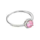 Buckley London Pink Halo Ring Rhodium
