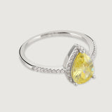 Buckley London The Carat Collection  Canary Sparkle Pear Ring Rhodium