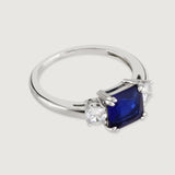 Buckley London The Carat Collection  Sapphire Cushion Meghan Sparkle Ring Rhodium Large Size