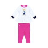 Polo Ralph Lauren Kids Baby Girl's White & Pink Set Top & Trouser