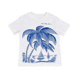 Polo Ralph Lauren Kids Boy's White Graphic T-Shirt with Coastal Scene