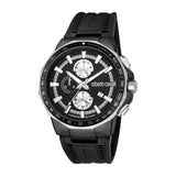 Roberto Cavalli Men's Black Dial Silicone Strap Watch