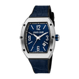Roberto Cavalli by Franck Muller Men's Tonneau Watch with Blue Dial & Leather Strap