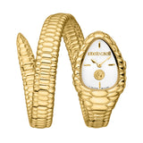 Roberto Cavalli Women's Serpent Head Silver Dial Gold Watch