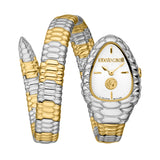 Roberto Cavalli Women's Serpent Head Silver Dial Two-Tone Silver And Gold Watch