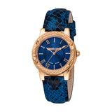 Roberto Cavalli by Franck Muller Ladies' Rose Gold & Blue Snake-Print Leather Watch