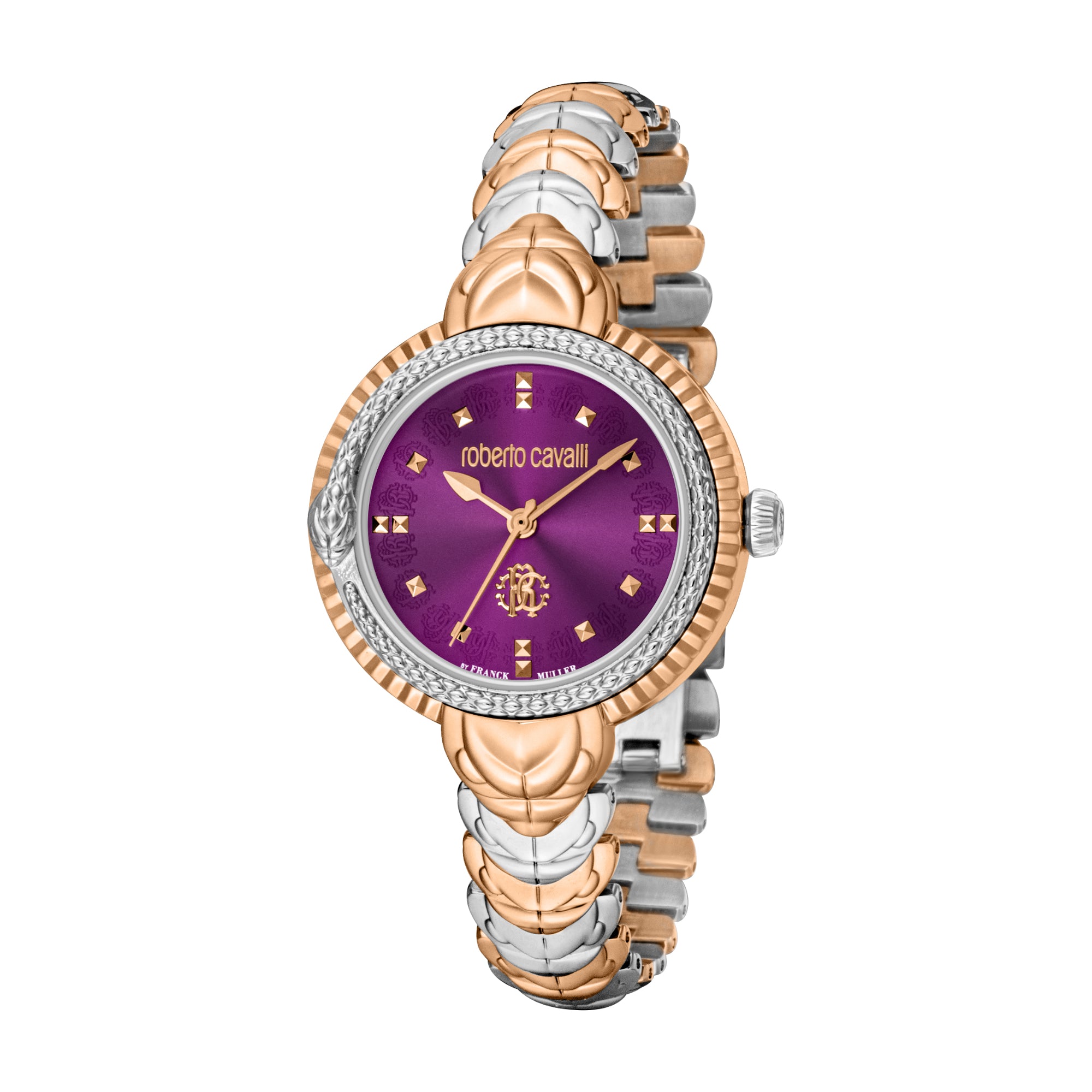 Roberto Cavalli Women's Purple Dial Two-Tone Rose Gold & Silver Watch ...