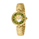 Roberto Cavalli Women's Green with Mother of Pearl Dia Gold Tone Watch
