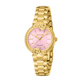 Roberto Cavalli Women's Pink Dial Gold-Tone Watch