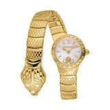 Roberto Cavalli by Franck Muller Ladies' Gold-Tone Mother-of-Pearl Serpentine Bangle Watch