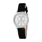 Roberto Cavalli by Franck Muller Ladies' Silver-Tone Snake Black Leather Strap Watch
