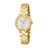 Roberto Cavalli by Franck Muller Ladies' White Mother-of-Pearl Dial Gold-Tone Serpentine Watch