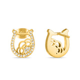 Rear perspective view of the Camilla gold-plated steel earrings, displaying the secure post assembly and classic butterfly friction backings.
