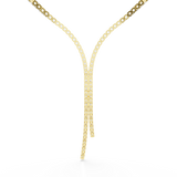 A detailed rear product view of the Swarovski Matrix Y necklace, highlighting the smooth open-back cup settings and the flexible links of the 18K gold-plated structure.