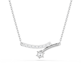 A detailed rear product view of the Swarovski Matrix curved pendant, showing the smooth, open-back cup settings and the polished reverse side of the rhodium-plated bypass bar.