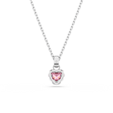 A precise close-up view from the back of the Swarovski Chroma pendant, showing the open-backed rhodium structure, secure prong casings, and the authentic engraved swan hallmark on the bail.