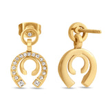 Rear perspective of the gold Cerruti 1881 Amalia earrings, displaying the smooth post pins and secure butterfly friction backing closures.