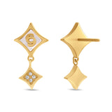 Rear perspective of the gold Cerruti 1881 Francesca earrings, showing the post pins and secure butterfly backing attachments.