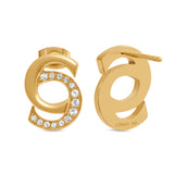 Detailed view of the earring stud posts and the gold-plated branded bullet clutch back closures on the Cerruti 1881 earrings.