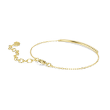 A detailed rear perspective studio shot of the Swarovski Only bracelet, highlighting the smooth, high-shine 18K gold-finished backing of the bar, the fluid link chain, and the lobster clasp enclosure.