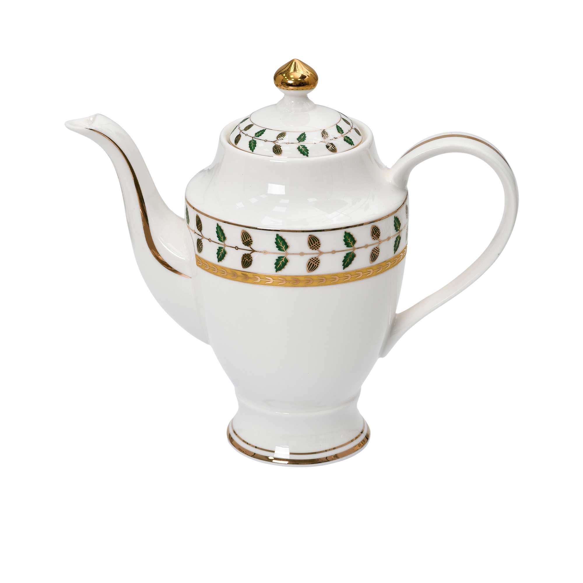 Richfine 98-Piece Round New Bone China Dinner Set with green and gold accents — Order Online Today.