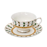 Richfine 98-Piece Round New Bone China Dinner Set with green and gold accents — Order Online Today.