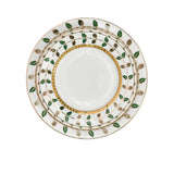 Richfine 98-Piece Round New Bone China Dinner Set with green and gold accents — Order Online Today.