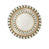 Richfine 98-Piece Round New Bone China Dinner Set with green and gold accents — Order Online Today.