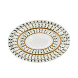 Richfine 98-Piece Round New Bone China Dinner Set with green and gold accents — Order Online Today.