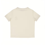 Back view of the Roberto Cavalli kids off-white cotton t-shirt showing its clean, plain minimalist design, straight hemline, and tonal stitching.