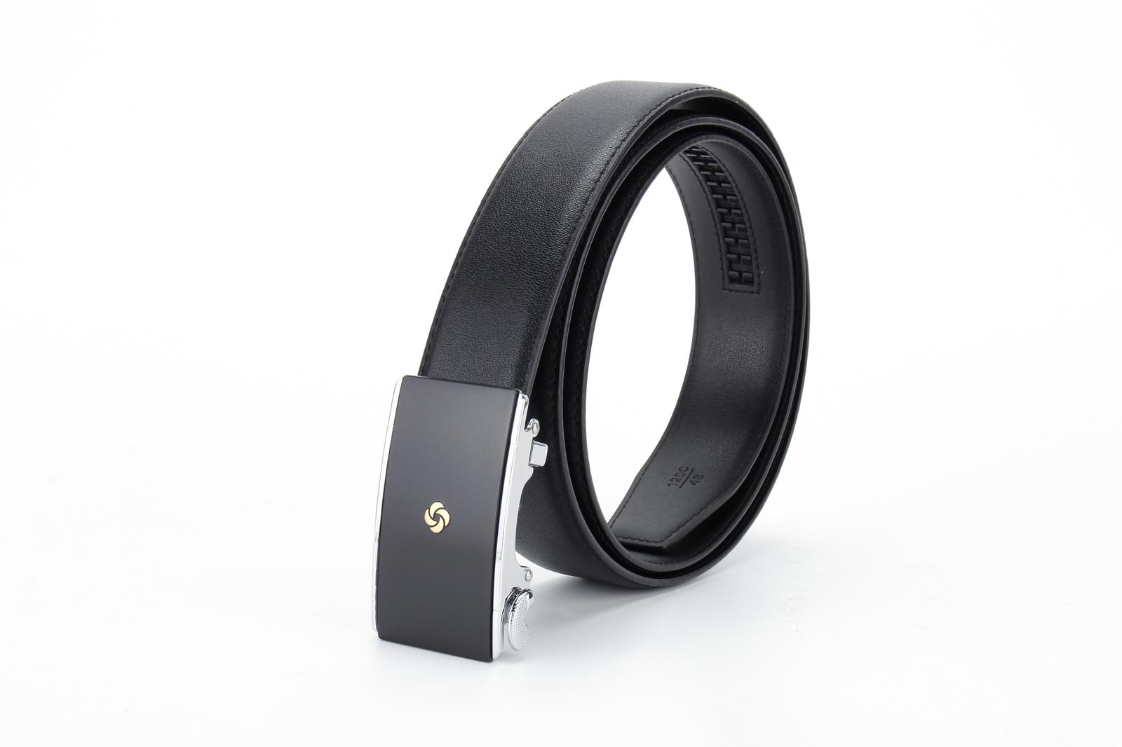 Samsonite AAMIR Basic Auto Golden Logo Black Leather Belt